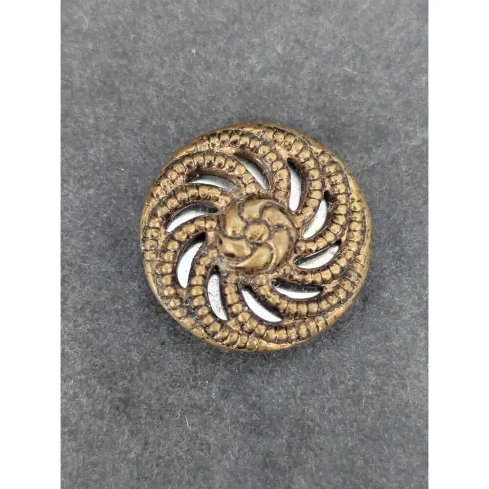 LOT AA of 10 Antique Vintage Victorian Brass Mixed Materials Buttons ESTATE FIND